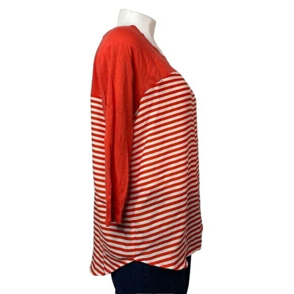 Express Coral Striped Top 3/4 Sleeve Top Shirt Size M - Picture 7 of 10